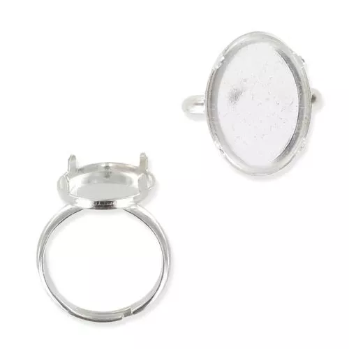 925 Sterling Silver Ring with 18x13 mm with setting - Size 56 - 58 x1