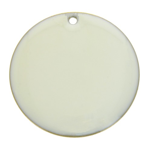 Round metal Epoxy Enamelled sequin 25 mm - White x1