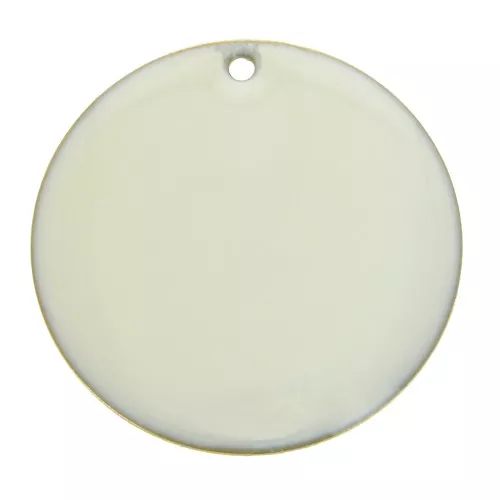 Round metal Epoxy Enamelled sequin 25 mm - White x1