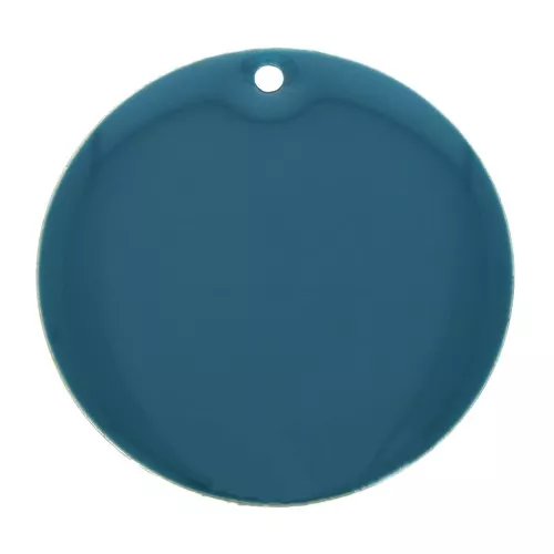 Round metal Epoxy Enamelled sequin 25 mm - Petrol x1