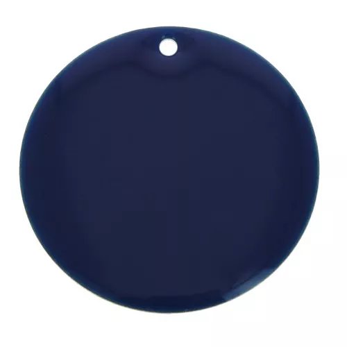 Round metal Epoxy Enamelled sequin 25 mm - Navy Blue x1