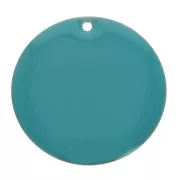 Round metal Epoxy Enamelled sequin 25 mm - Turquoise x1