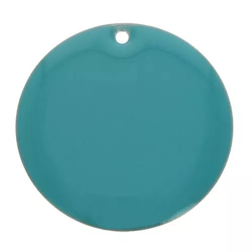 Round metal Epoxy Enamelled sequin 25 mm - Turquoise x1