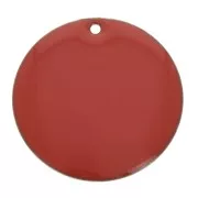 Round metal Epoxy Enamelled sequin 25 mm - Coral Pink x1