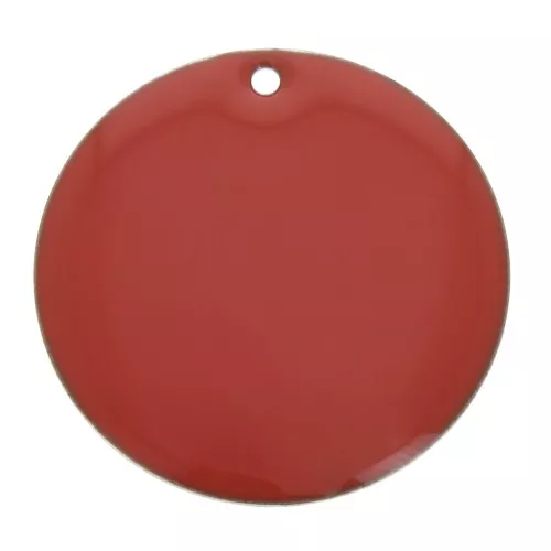 Round metal Epoxy Enamelled sequin 25 mm - Coral Pink x1
