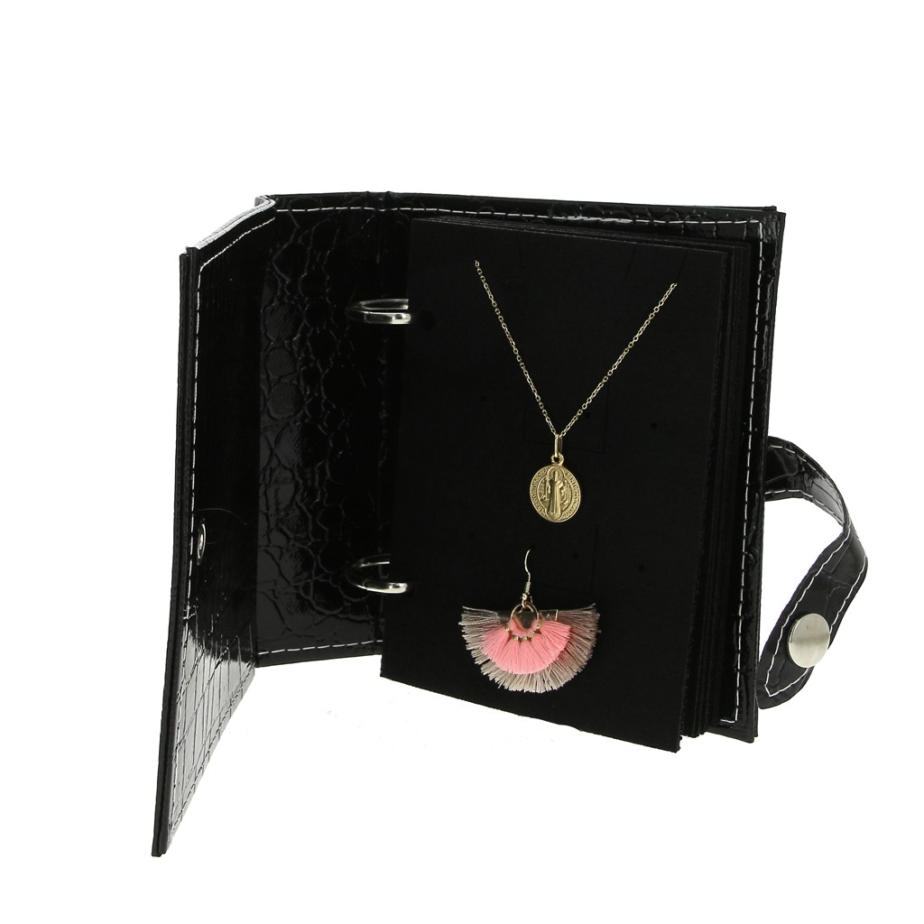 Mini storage binder for jewelry 13.5x15 cm Python effect Black x1