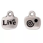 Live charm 14mm Old Silver tone x1