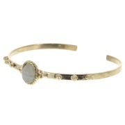 Hammered bracelet 56x12 mm with beads & moonstone - Gold Plated 3 microns x1|raw }}