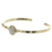 Hammered bracelet 56x12 mm with beads & moonstone - Gold Plated 3 microns x1