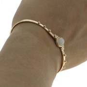Hammered bracelet 56x12 mm with beads & moonstone - Gold Plated 3 microns x1