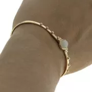 Hammered bracelet 56x12 mm with beads & moonstone - Gold Plated 3 microns x1
