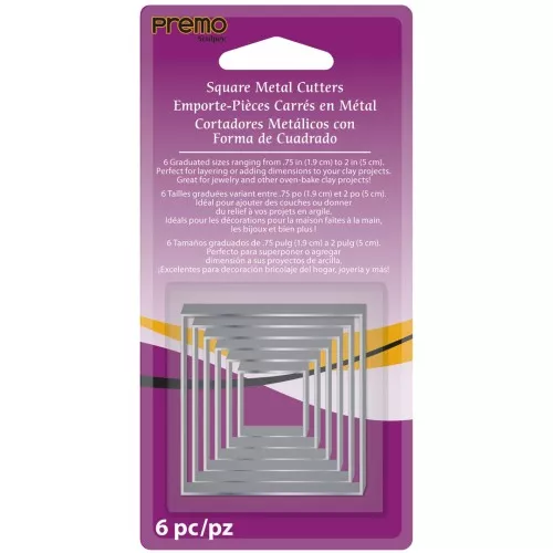 Set of 6 cookie cutters for polymer clay - Square x6