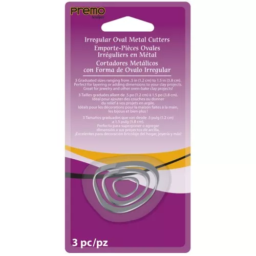 Set of 3 cookie cutters for polymer clay - Irregular Ovals x1