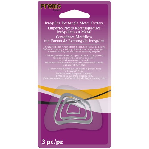 Set of 3 cookie cutters for polymer clay - Irregular Rectangles x1