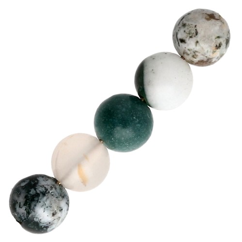 6.5 mm Round Gemstone Beads - Tree Agate x15