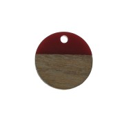 Round resin pendant imitation wood 15 mm - Red / Brown x1|raw }}