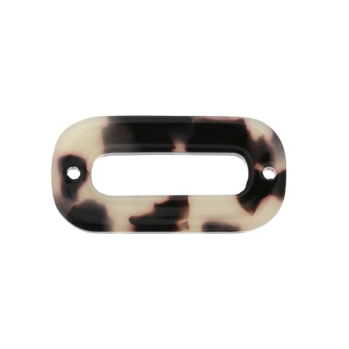 30x15mm Oval spacer in cellulose acetate - Tortoise Shell White/Black x1