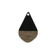 Drop resin imitation wood pendant 28x18 mm Black/Brown x1