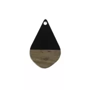 Drop resin imitation wood pendant 28x18 mm Black/Brown x1