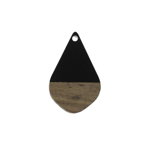 Drop resin imitation wood pendant 28x18 mm Black/Brown x1