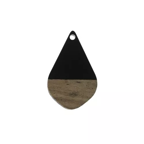 Drop resin imitation wood pendant 28x18 mm Black/Brown x1