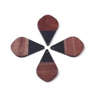 Drop resin imitation wood pendant 28x18 mm Black/Brown x1