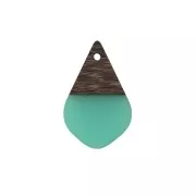 Drop resin imitation wood pendant 28x18 mm Turquoise/Brown x1