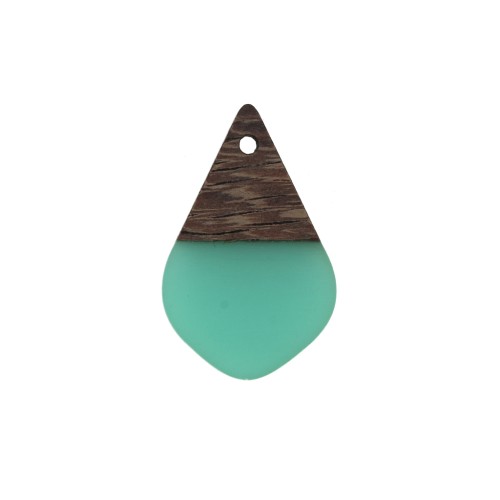 Drop resin imitation wood pendant 28x18 mm Turquoise/Brown x1
