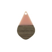 Drop resin imitation wood pendant 28x18 mm Salmon / Brown x1