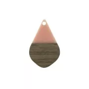 Drop resin imitation wood pendant 28x18 mm Salmon / Brown x1