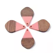 Drop resin imitation wood pendant 28x18 mm Salmon / Brown x1