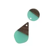 Drop resin imitation wood pendant 28x18 mm Salmon / Brown x1