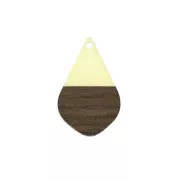 Drop resin imitation wood pendant 28x18 mm Transparent Yellow / Brown x1