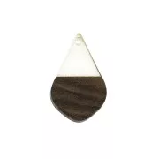 Drop resin imitation wood pendant 28x18 mm Transparent / Brown x1