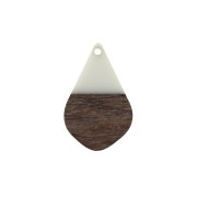 Drop resin imitation wood pendant 28x18 mm Ivory / Brown x1