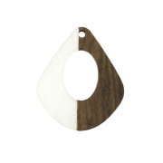 Drop openwork resin imitation wood pendant 32.5x27 mm Transparent/Brown x1