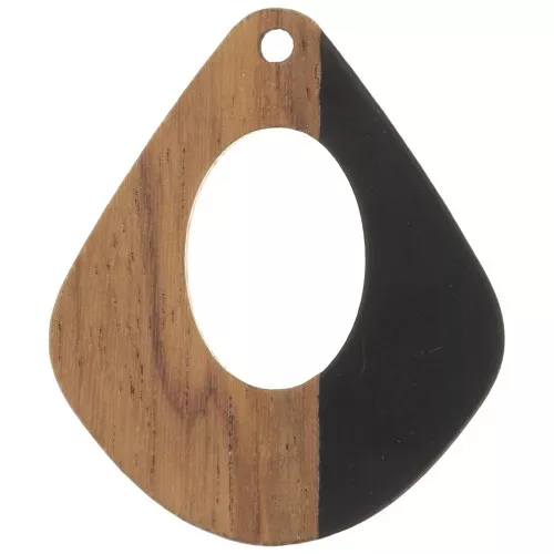 32.5x27 mm Black - Brown openwork resin drop pendant x1