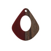 Drop openwork resin imitation wood pendant 32.5x27 mm Red/Brown x1|raw }}