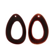 Ethnic horn pendants - irreguilable oval shape 59x39 mm Bordeaux x2