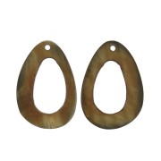 Ethnic horn pendants - irreguilable oval shape 55x39 mm Light Brown x2|raw }}
