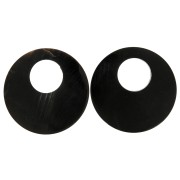 Ethnic horn pendants with engraving - round shape 50 mm Black x2