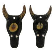 Ethnic horn pendants - Taurus head/buffalo skull 78x42 mm Black x2|raw }}