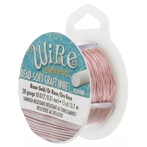 Wire elements, Tarnish Resistant Rose Gold Wire, 20 gauge 15 yards (13,5 meters
