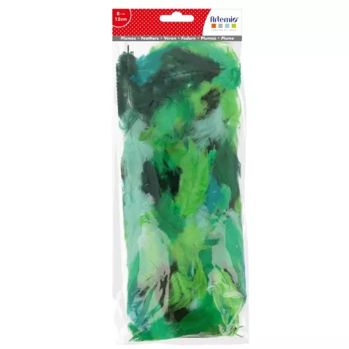 Feathers 8 to 12 cm for DIY jewelry and decoration - Green/Turquoise x10gr