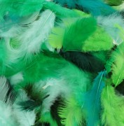 Feathers 8 to 12 cm for DIY jewelry and decoration - Green/Turquoise x10gr