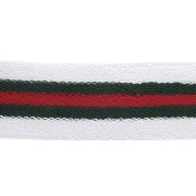 Wide reversible sponge elastic braid 40 mm White/Green/Red x50cm