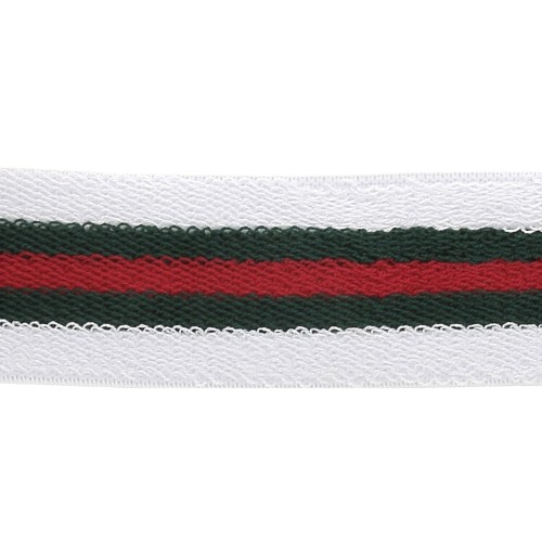 Wide reversible sponge elastic braid 40 mm White/Green/Red x50cm