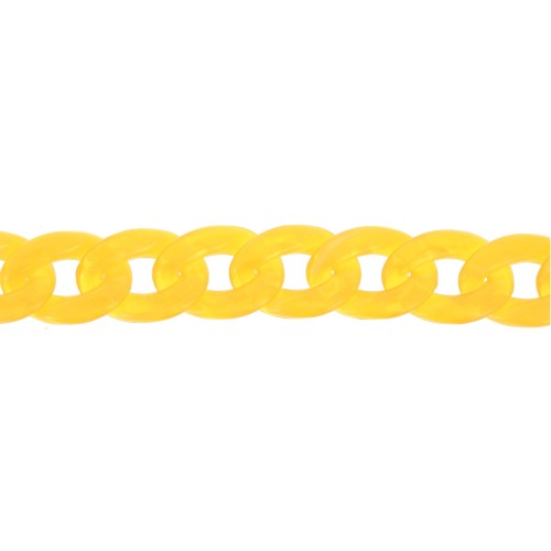 Glossy plastic chain with oval twisted links 29x21 mm - Yellow x50 cm