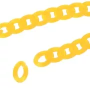 Glossy plastic chain with oval twisted links 29x21 mm - Yellow x50 cm