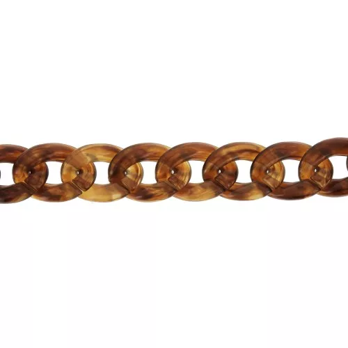 Glossy plastic chain with oval twisted links 29x21 mm - Brown Scale x50 cm